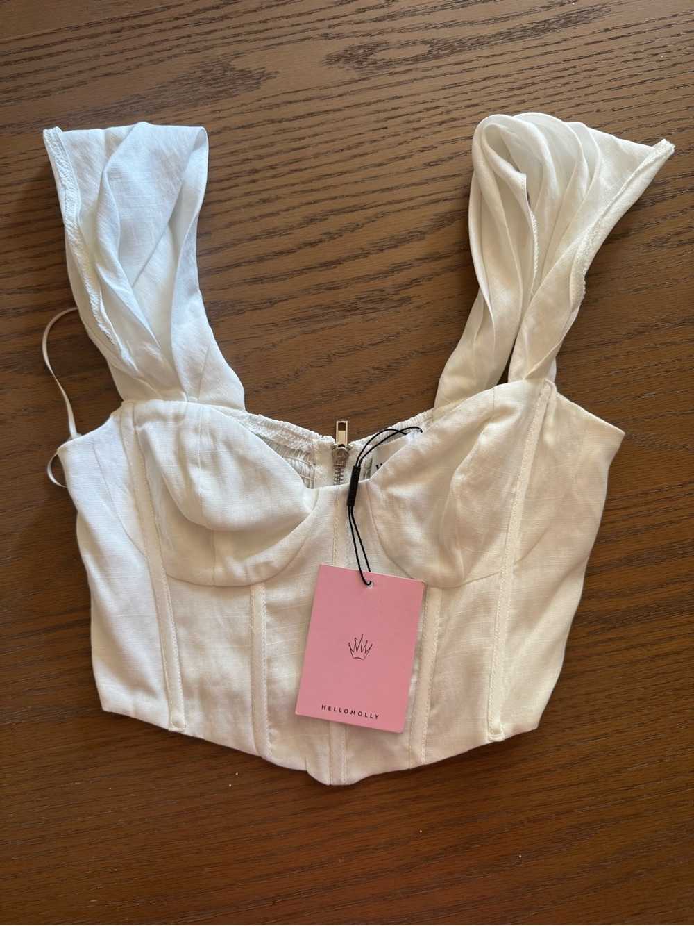 Hello Molly Cream Corset Bandeau Top